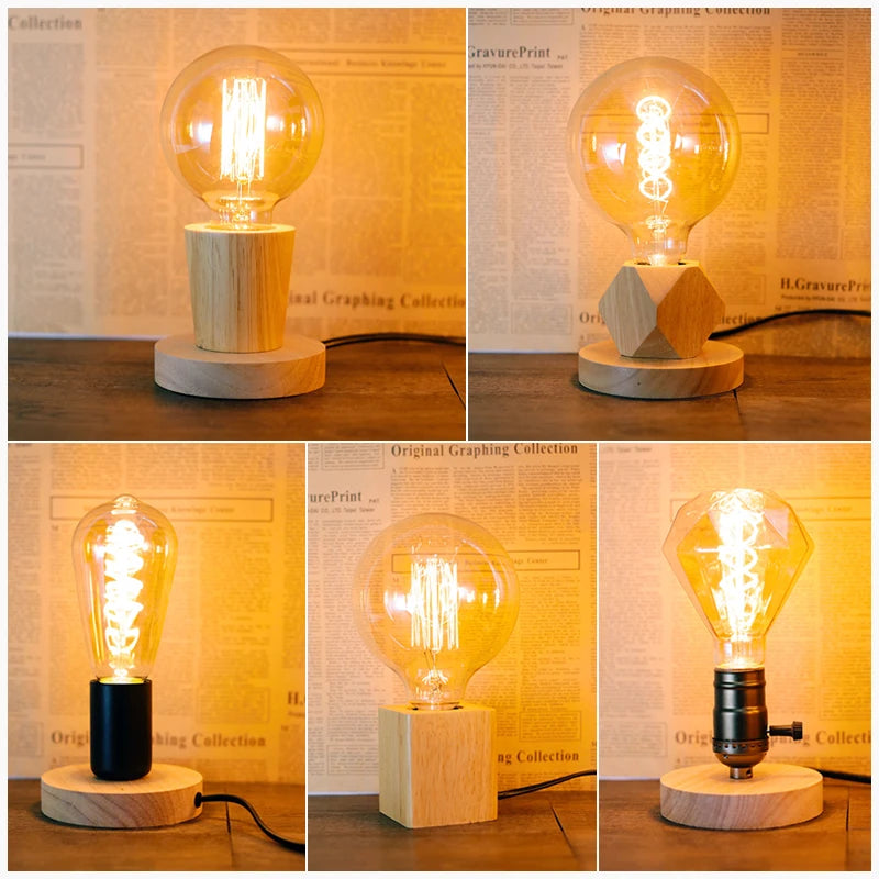 Lampe de bureau en bois