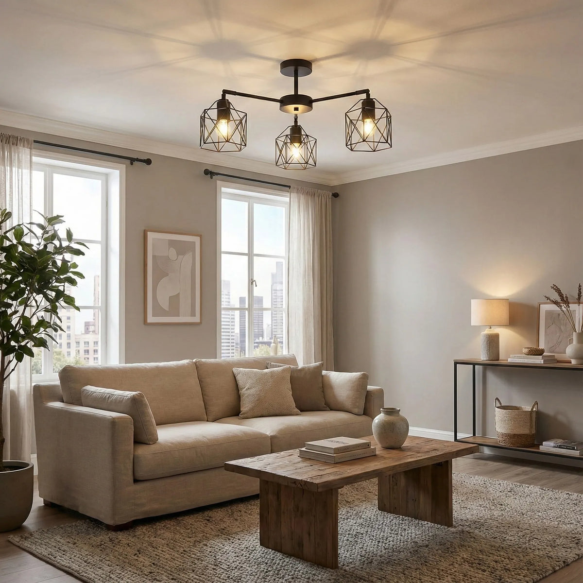 lampe salon industriel
