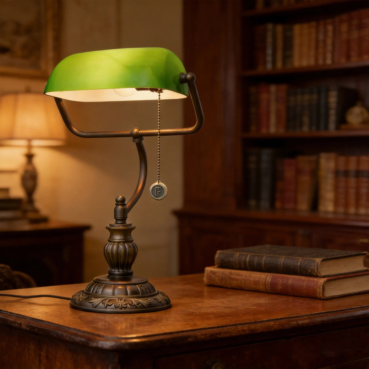 Lampe bibliothèque verte