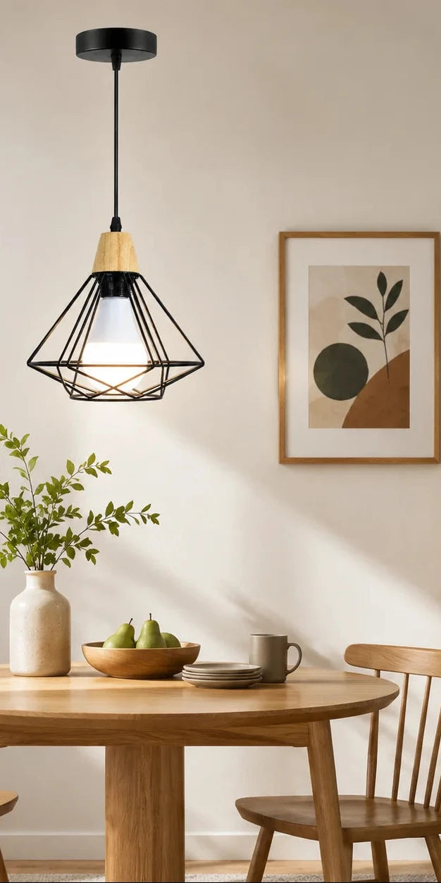 lampe noir et bois