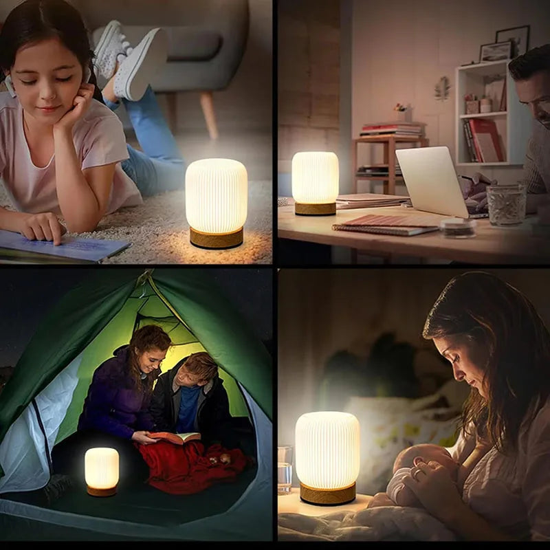 Lampe de chevet blanc et bois