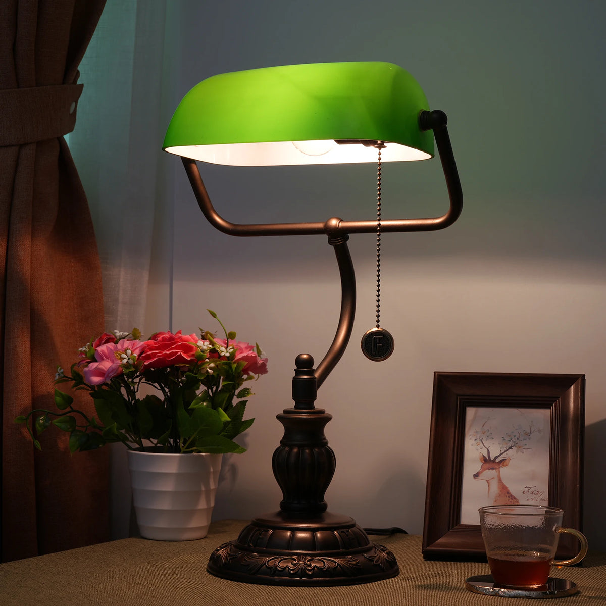 Lampe bibliothèque verte
