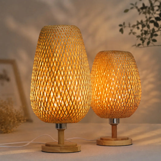 Lampe à poser rotin