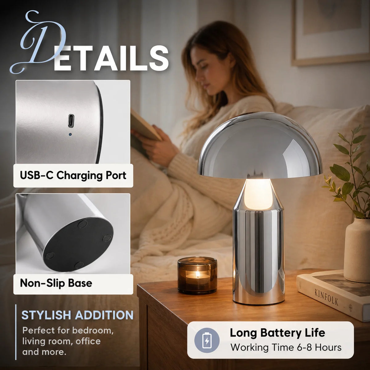 Lampe champignon métal