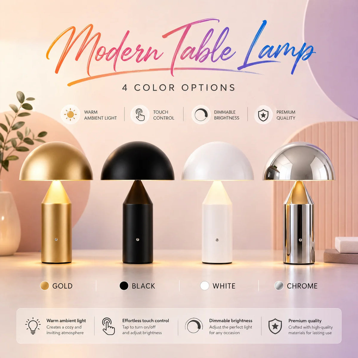 Lampe champignon métal