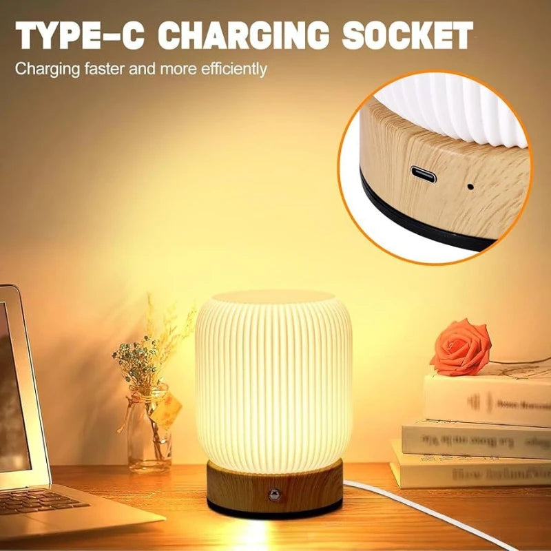 Lampe de chevet blanc et bois