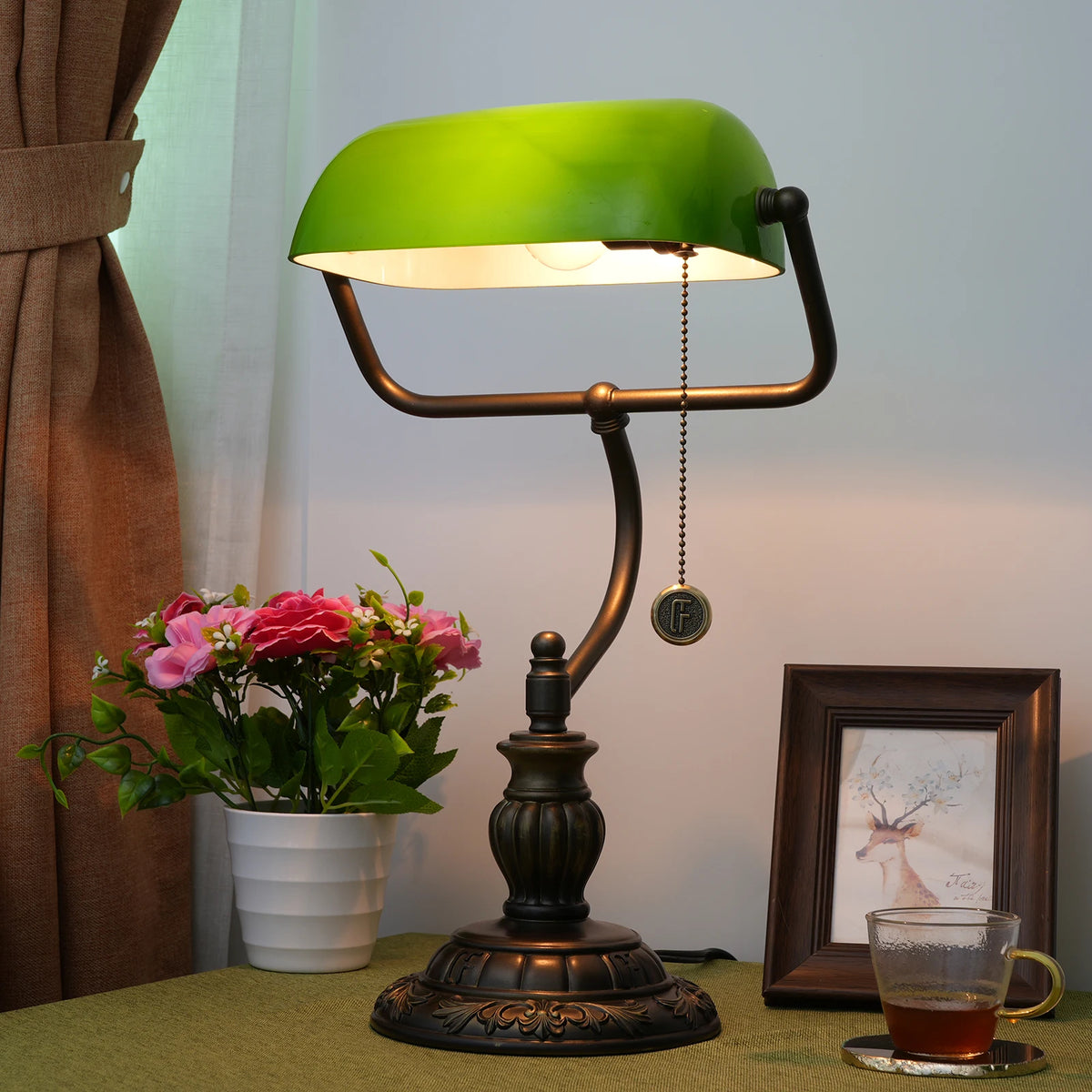 Lampe bibliothèque verte
