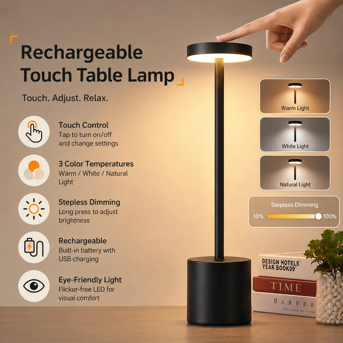 lampe led sans fil rechargeable à poser