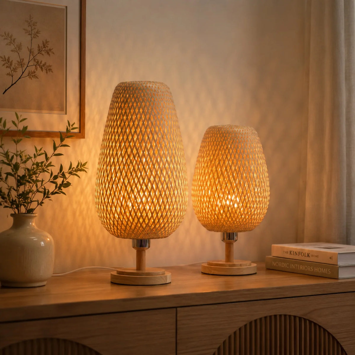 Lampe à poser rotin